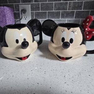 Disney Mickey and Minnie Mouse Ceramic Mugs - Black and Red